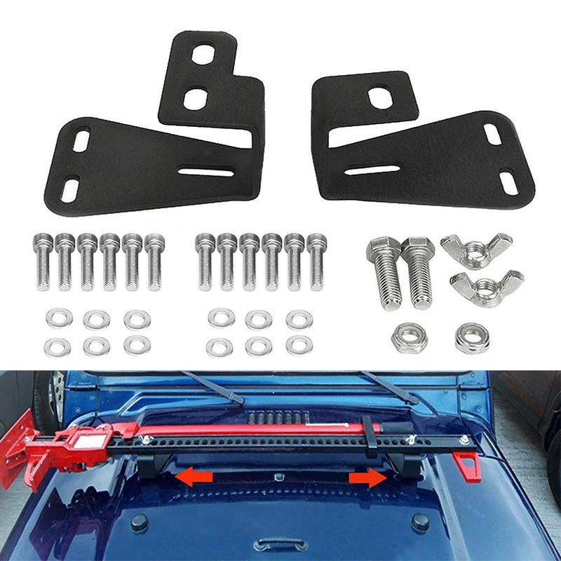 MOTLTECH High Lift Jack Mount Hood Bracket for Jeep Wrangler CJ 1944-1986 / YJ 1987-1995 / TJ 1997-2006 (Pair, Black) - Image 1